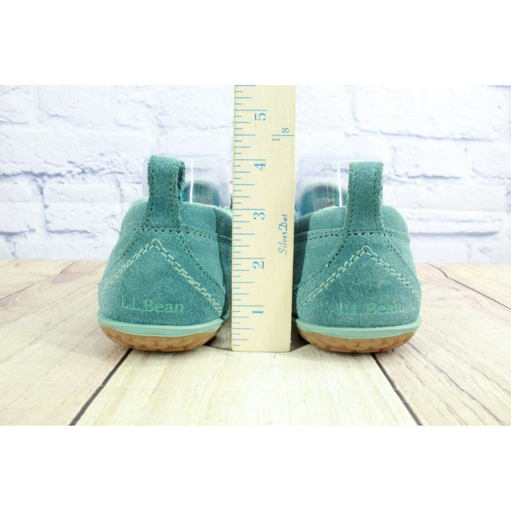 LL Bean Green Suede Slip-On Fleece Lined Mountain Moccasin Slippers Size 8 M - Picture 6 of 9